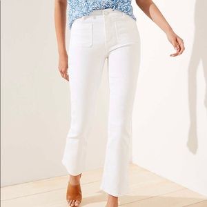 Loft Patch Pocket High Rise Crop Jeans in White